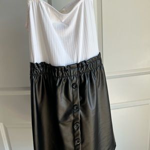 Pleather black and white one piece dress.